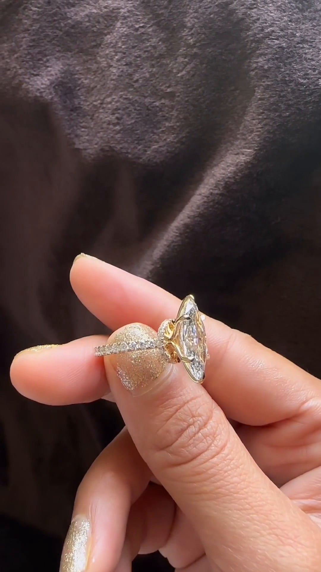 Astrid Marquise Hidden Halo Moissanite Engagement Ring