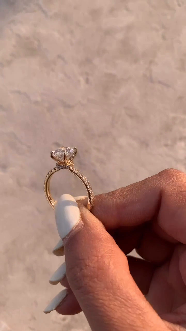 Astrid Oval Hidden Halo Moissanite Engagement Ring