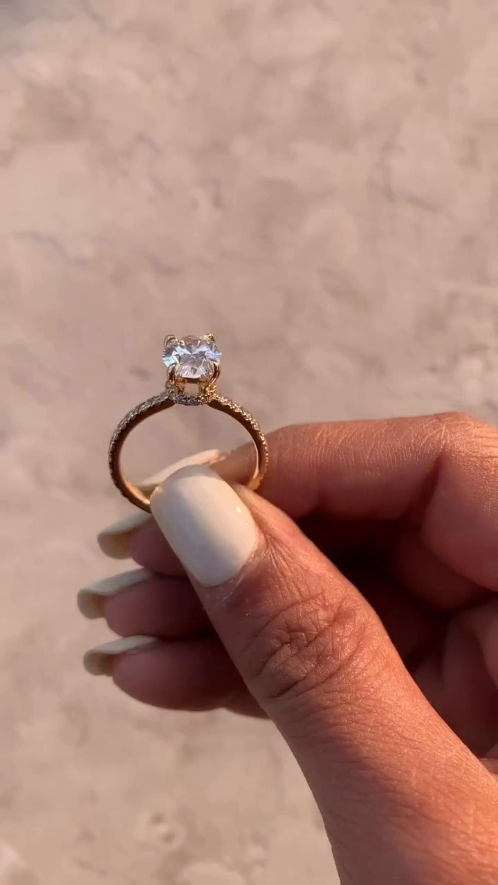 Astrid Oval Hidden Halo Moissanite Engagement Ring