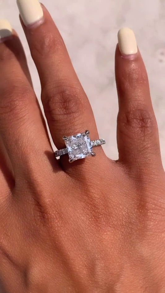 Astrid Princess Hidden Halo Moissanite Engagement Ring