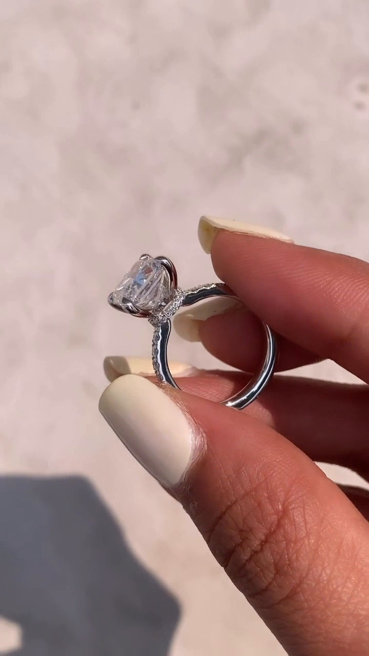 Astrid Princess Hidden Halo Moissanite Engagement Ring
