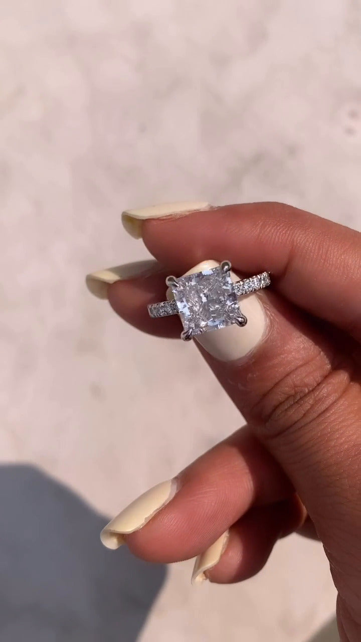 Astrid Princess Hidden Halo Moissanite Engagement Ring