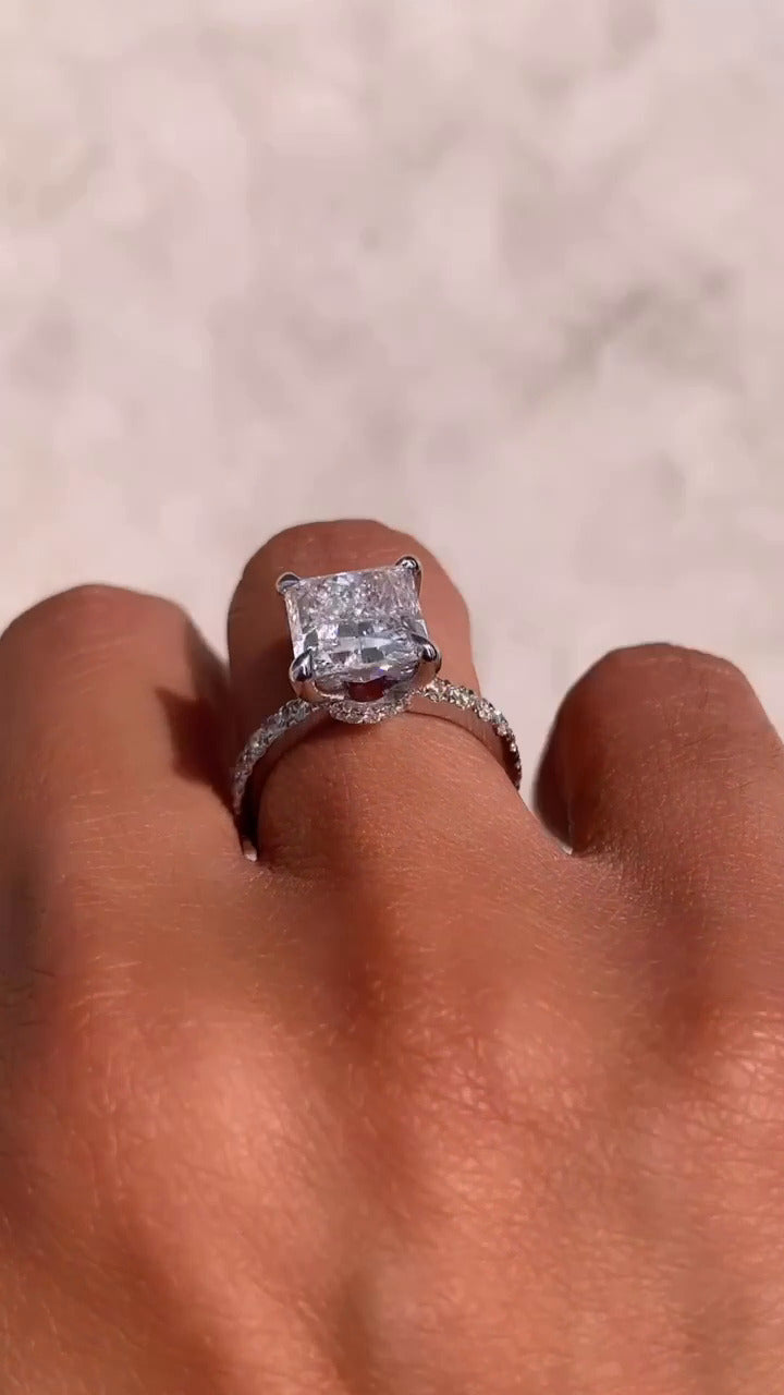 Astrid Princess Hidden Halo Moissanite Engagement Ring