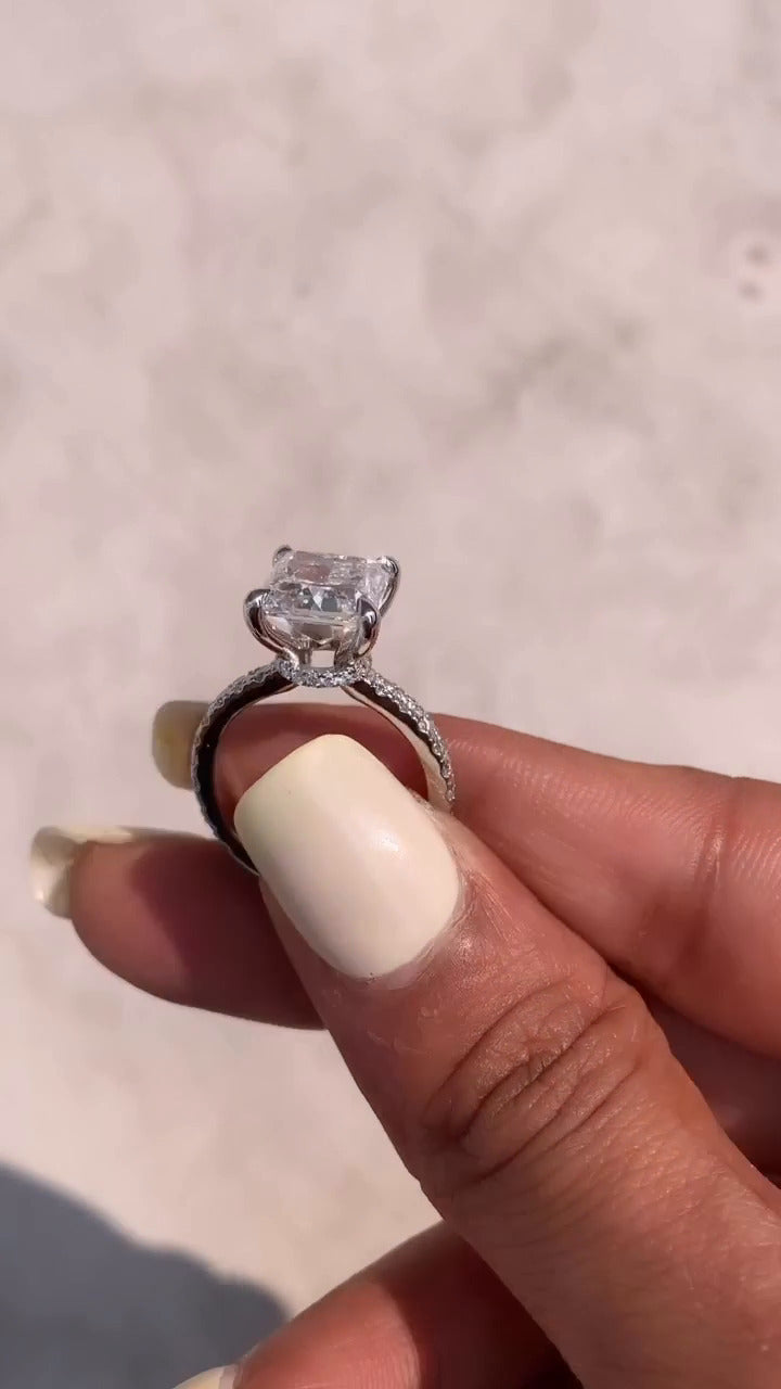 Astrid Princess Hidden Halo Moissanite Engagement Ring