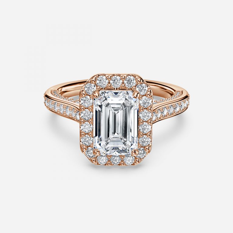 Clementine Emerald Halo Moissanite Engagement Ring