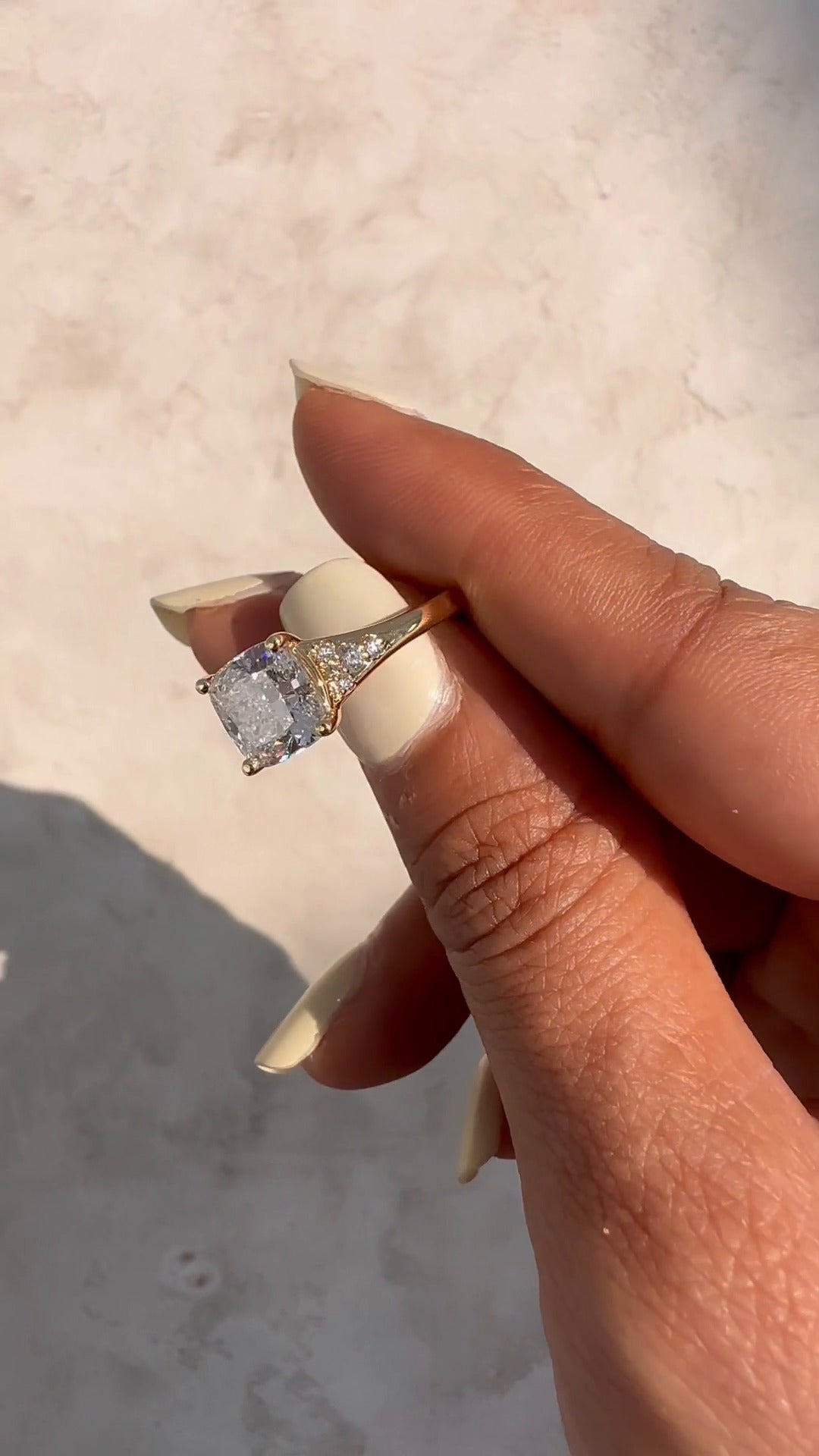 Aurelia Cushion Three Stone Moissanite Engagement Ring