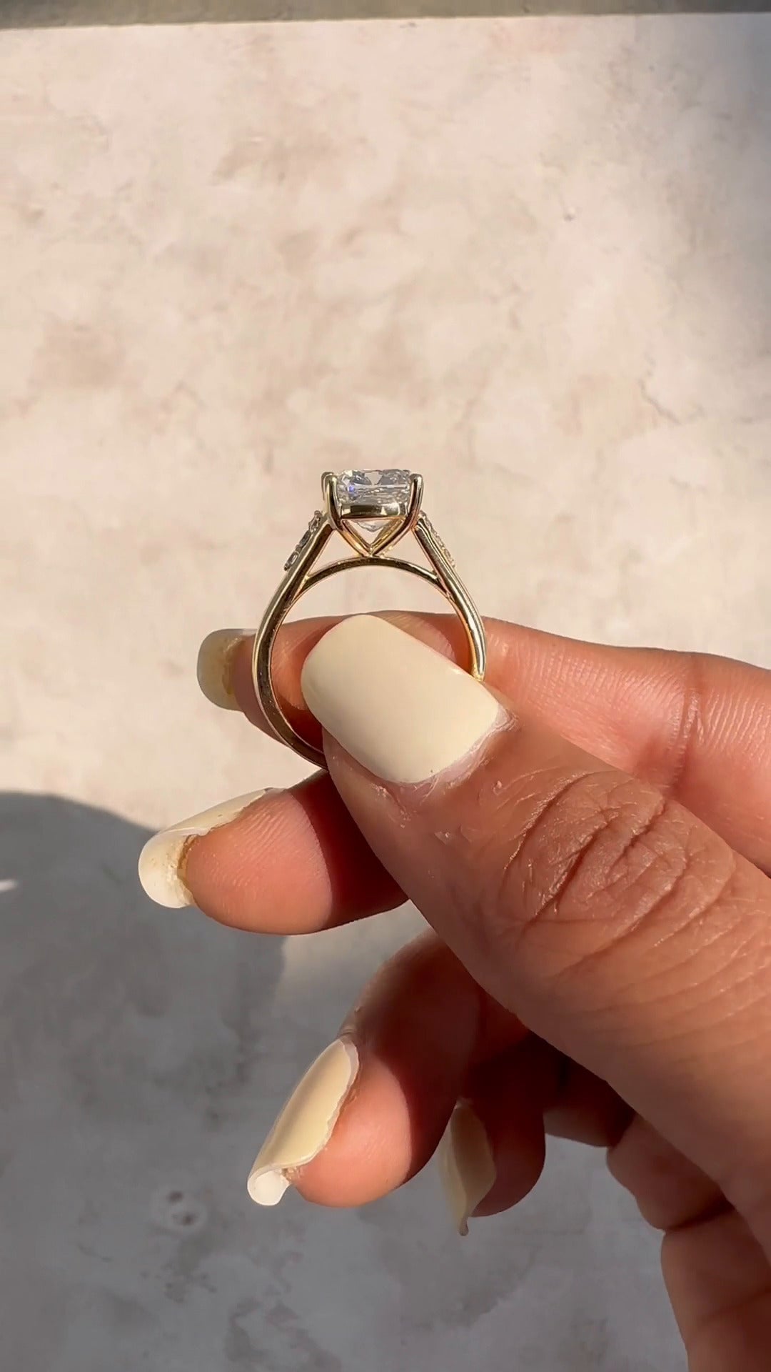 Aurelia Cushion Three Stone Moissanite Engagement Ring