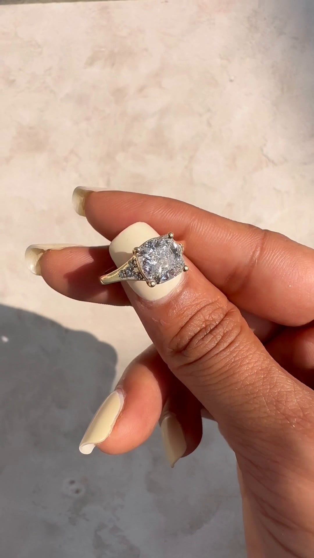 Aurelia Cushion Three Stone Moissanite Engagement Ring