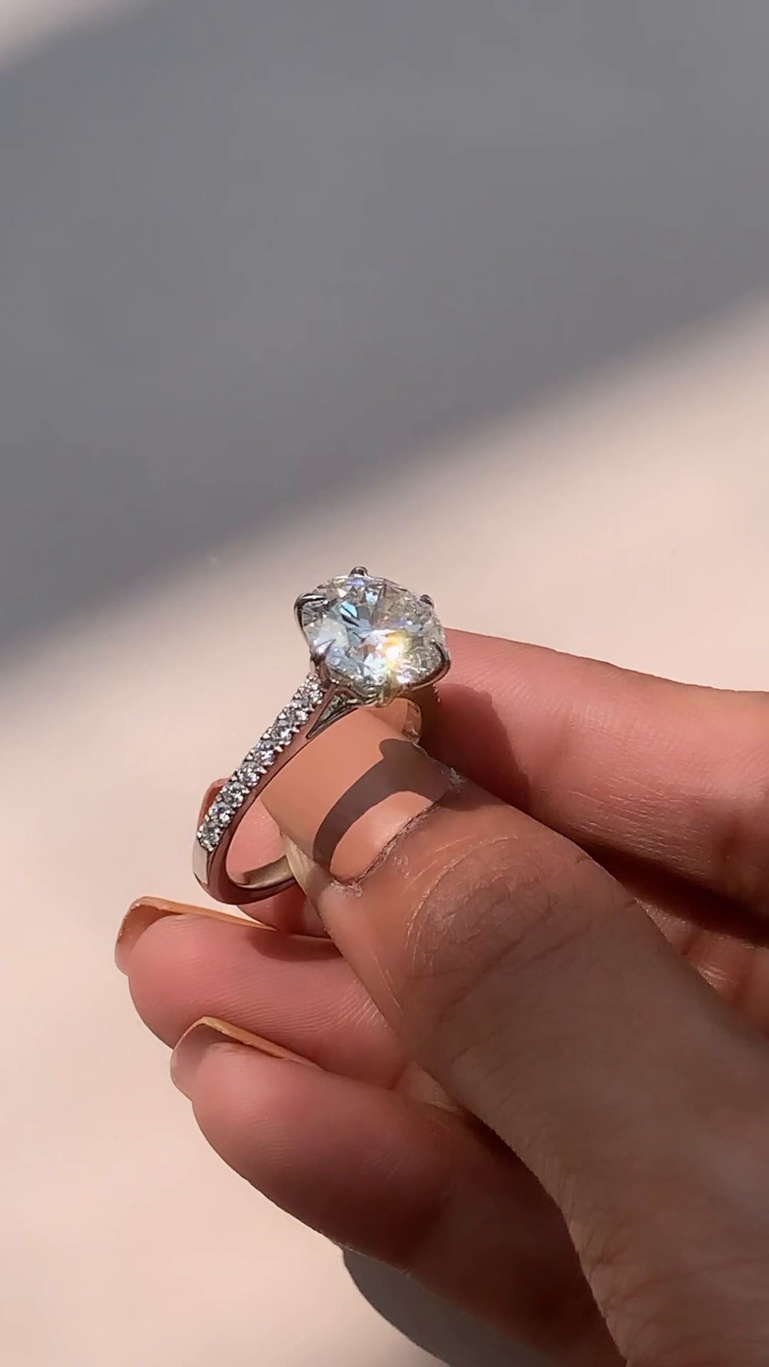Aveline Round Diamond Band Moissanite Engagement Ring