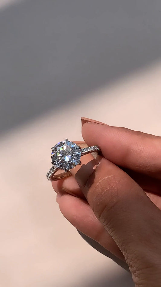 Aveline Round Diamond Band Moissanite Engagement Ring