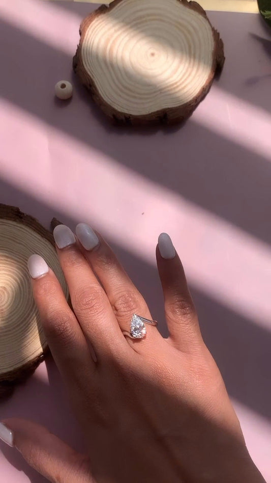 Azura Pear Solitaire Moissanite Engagement Ring