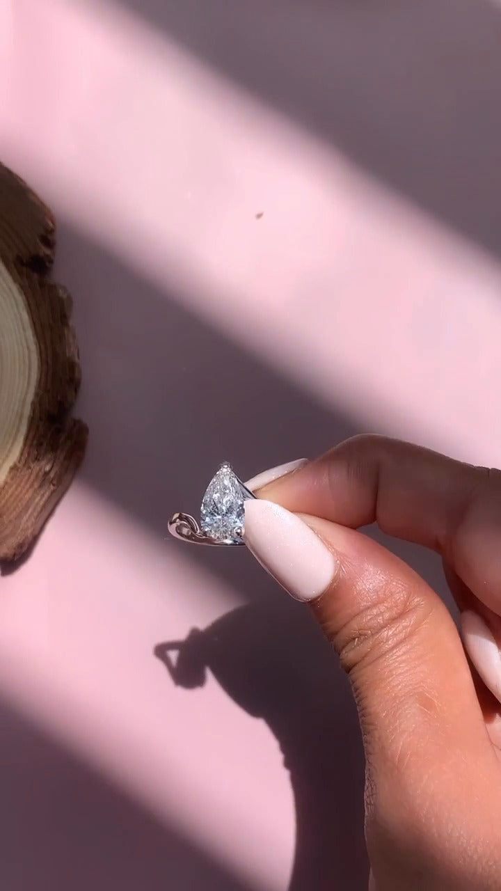 Azura Pear Solitaire Moissanite Engagement Ring