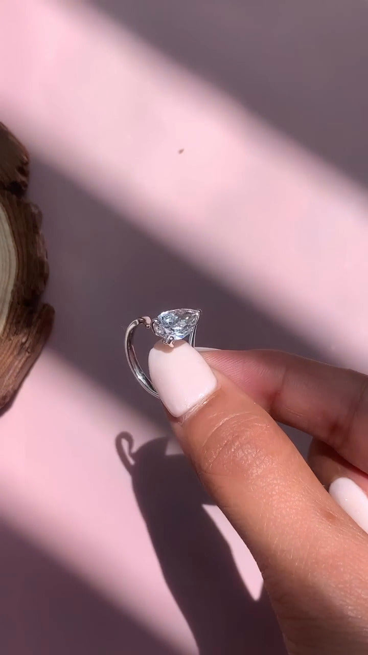 Azura Pear Solitaire Moissanite Engagement Ring