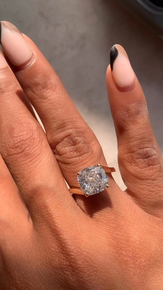 Azura Plain Cushion Solitaire Moissanite Engagement Ring