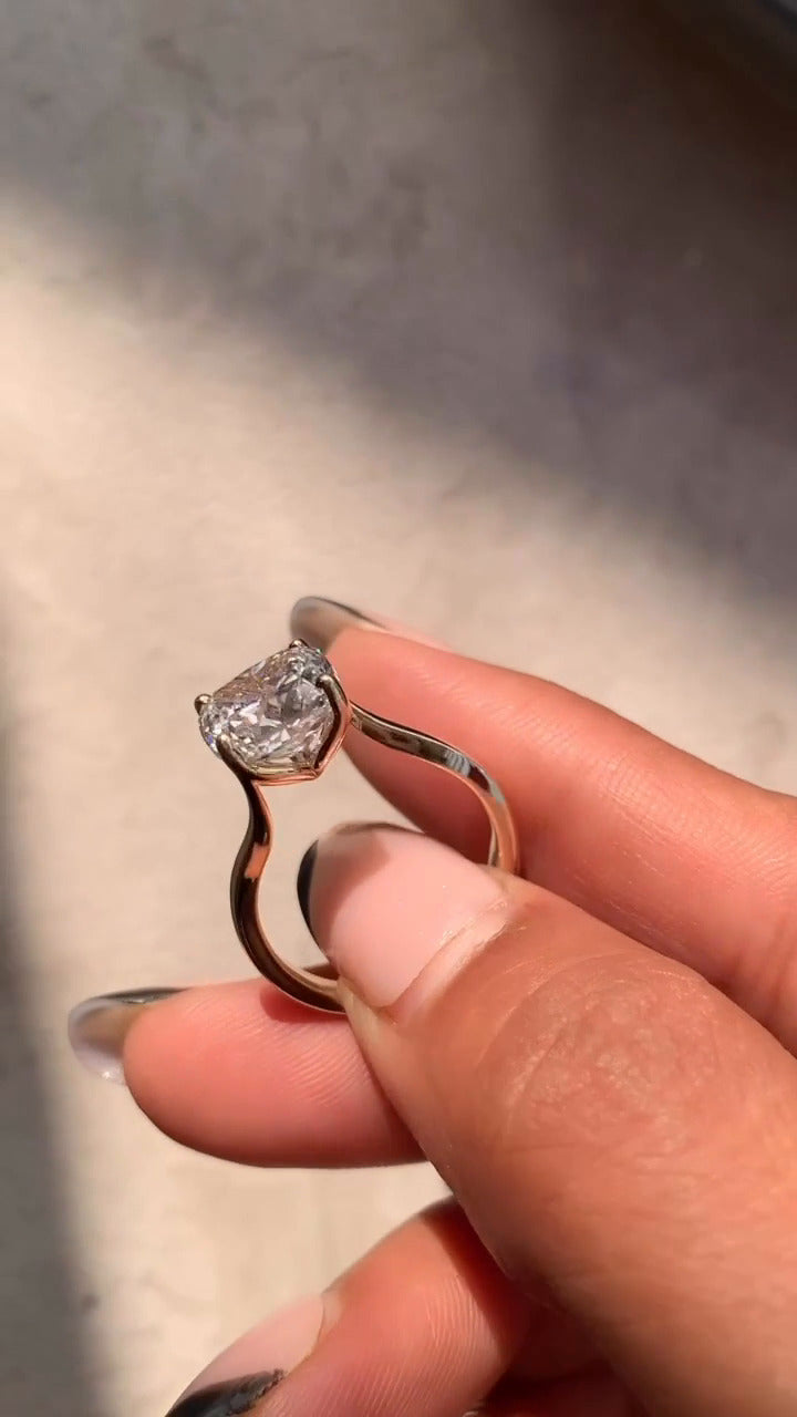 Azura Plain Cushion Solitaire Moissanite Engagement Ring
