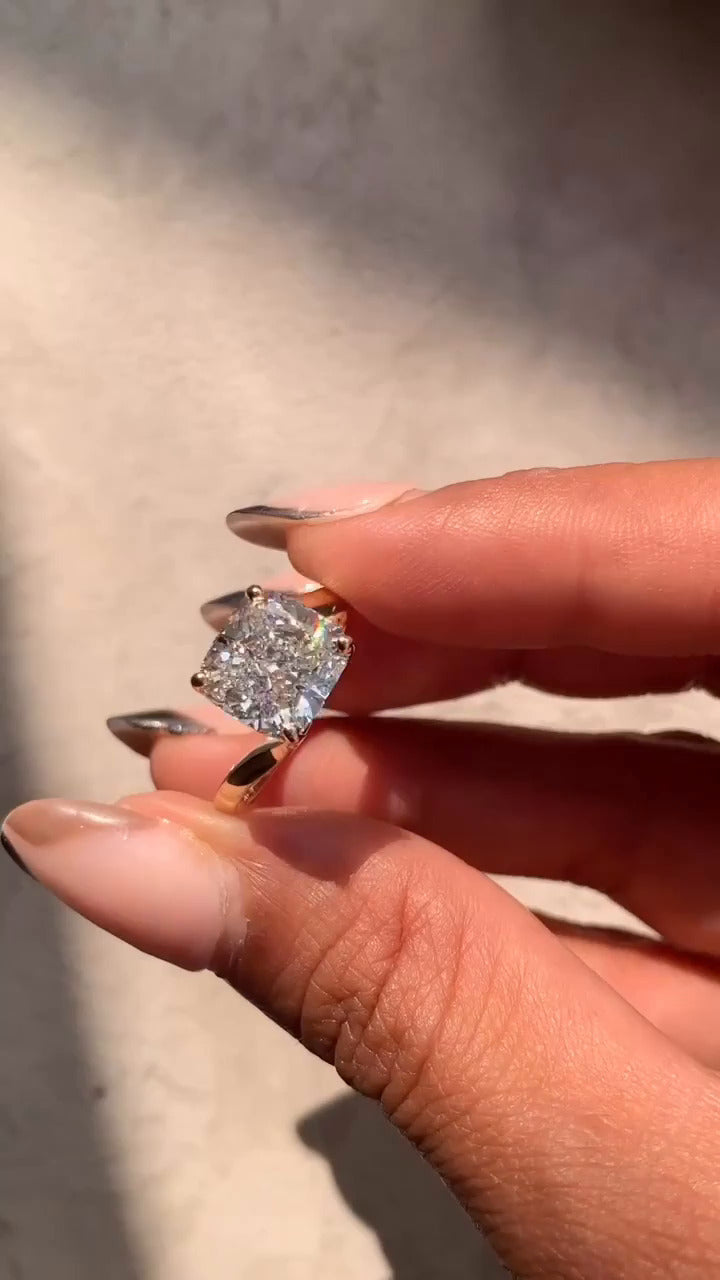 Azura Plain Cushion Solitaire Moissanite Engagement Ring