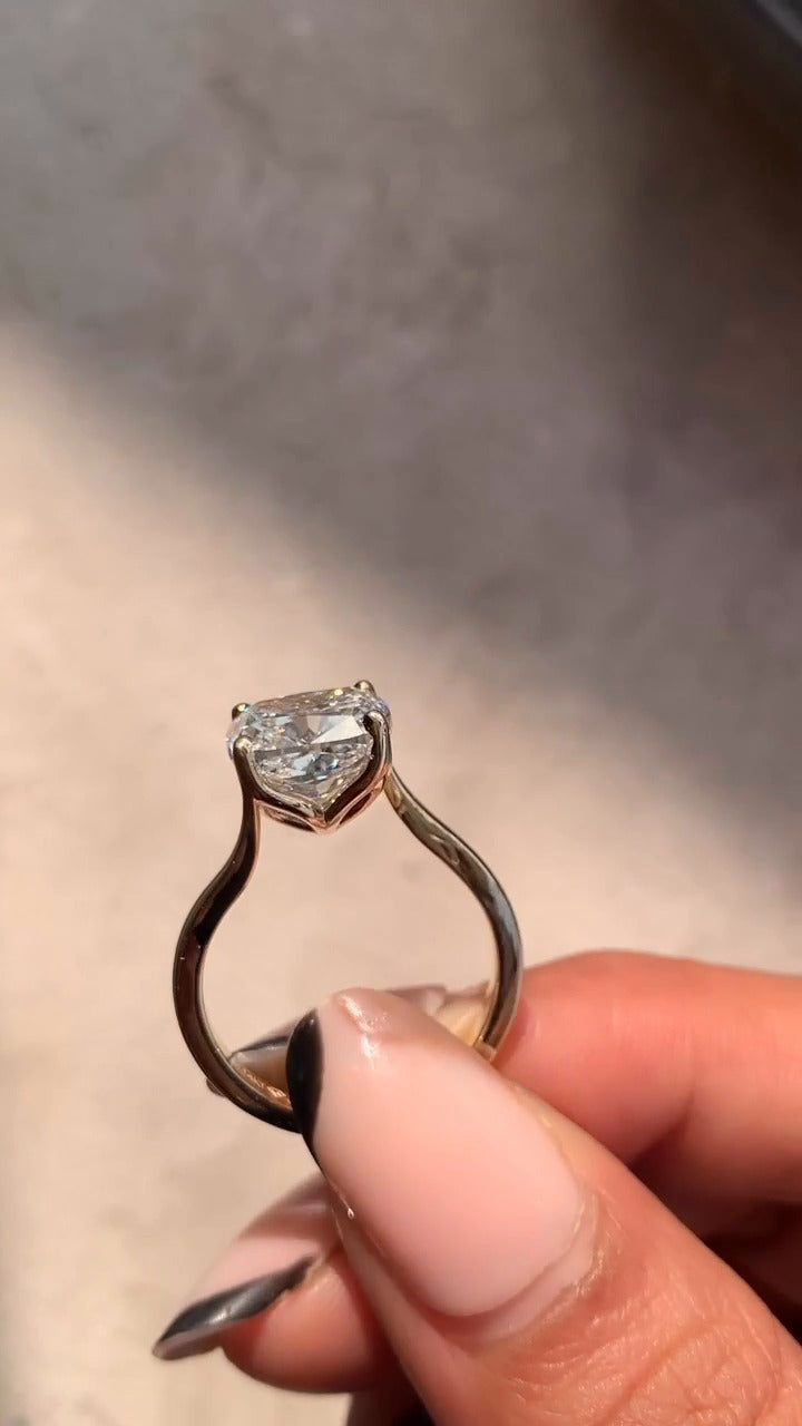 Azura Plain Cushion Solitaire Moissanite Engagement Ring