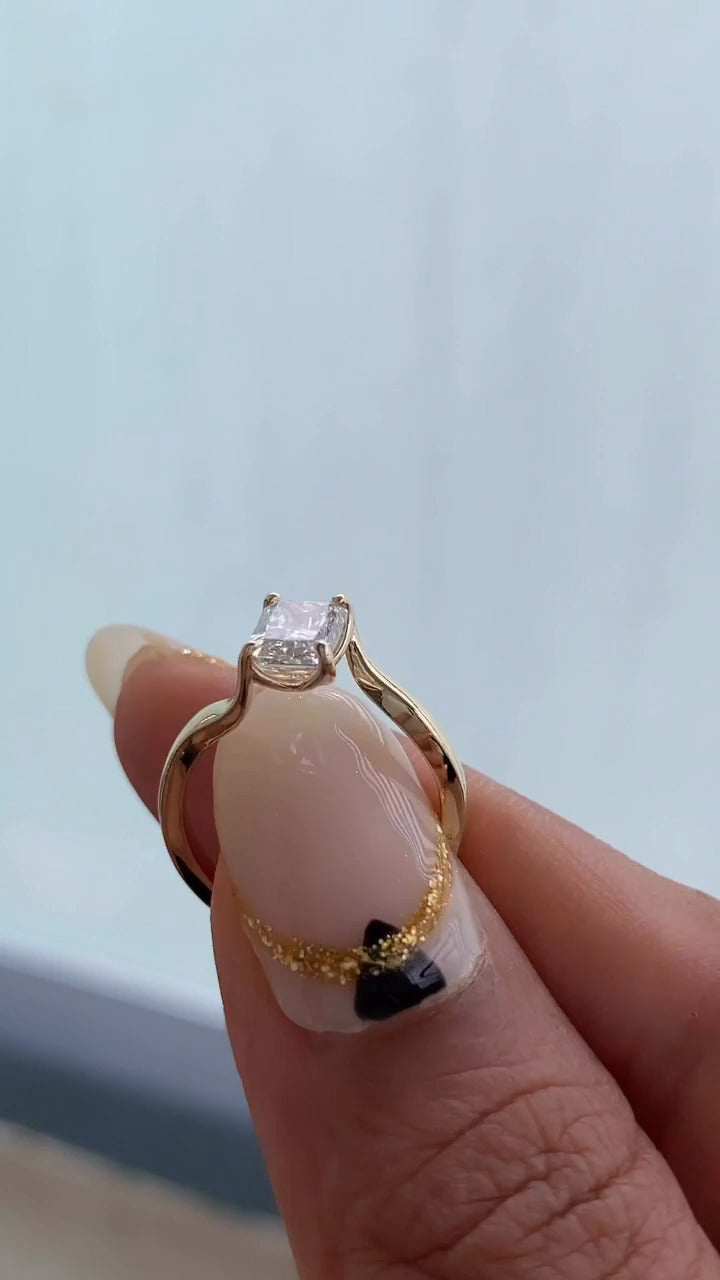 Azura Radiant Solitaire Moissanite Engagement Ring