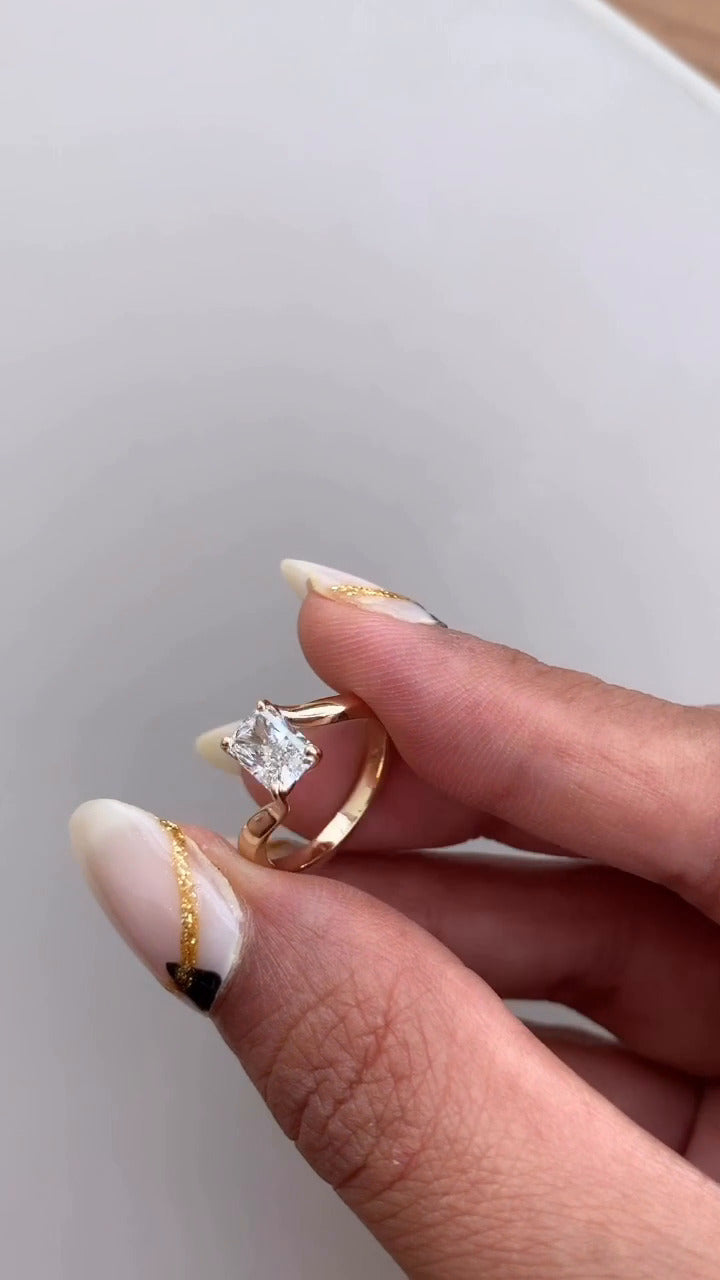 Azura Radiant Solitaire Moissanite Engagement Ring
