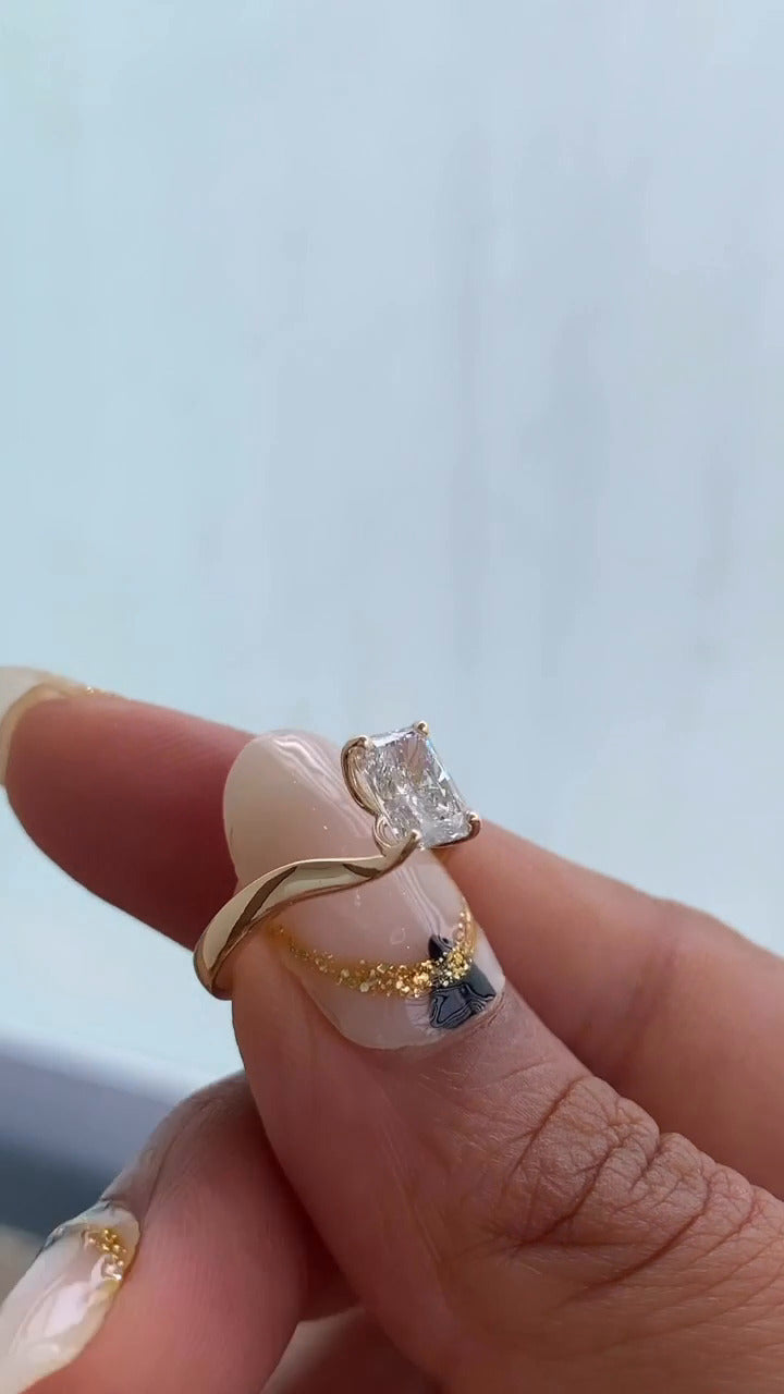 Azura Radiant Solitaire Moissanite Engagement Ring