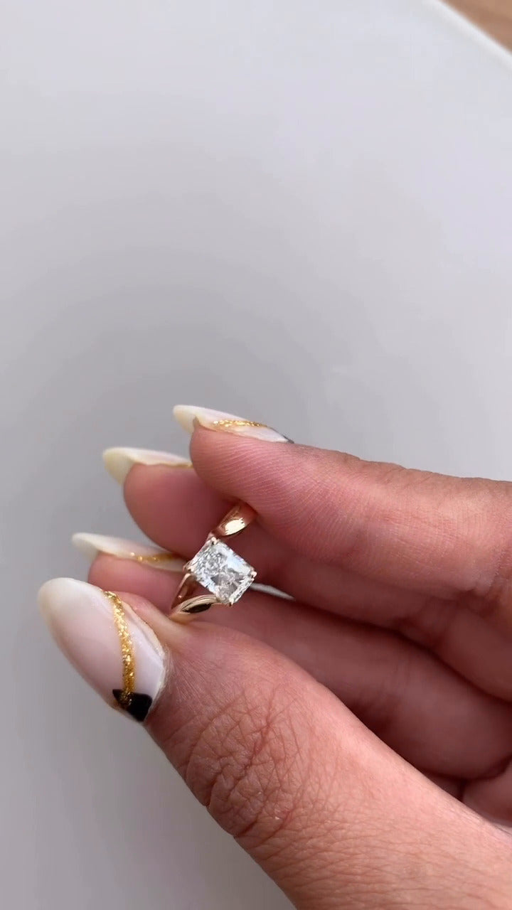 Azura Radiant Solitaire Moissanite Engagement Ring