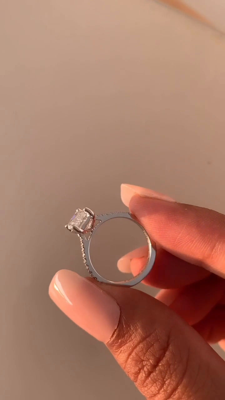 Bellamy Emerald Diamond Band Moissanite Engagement Ring