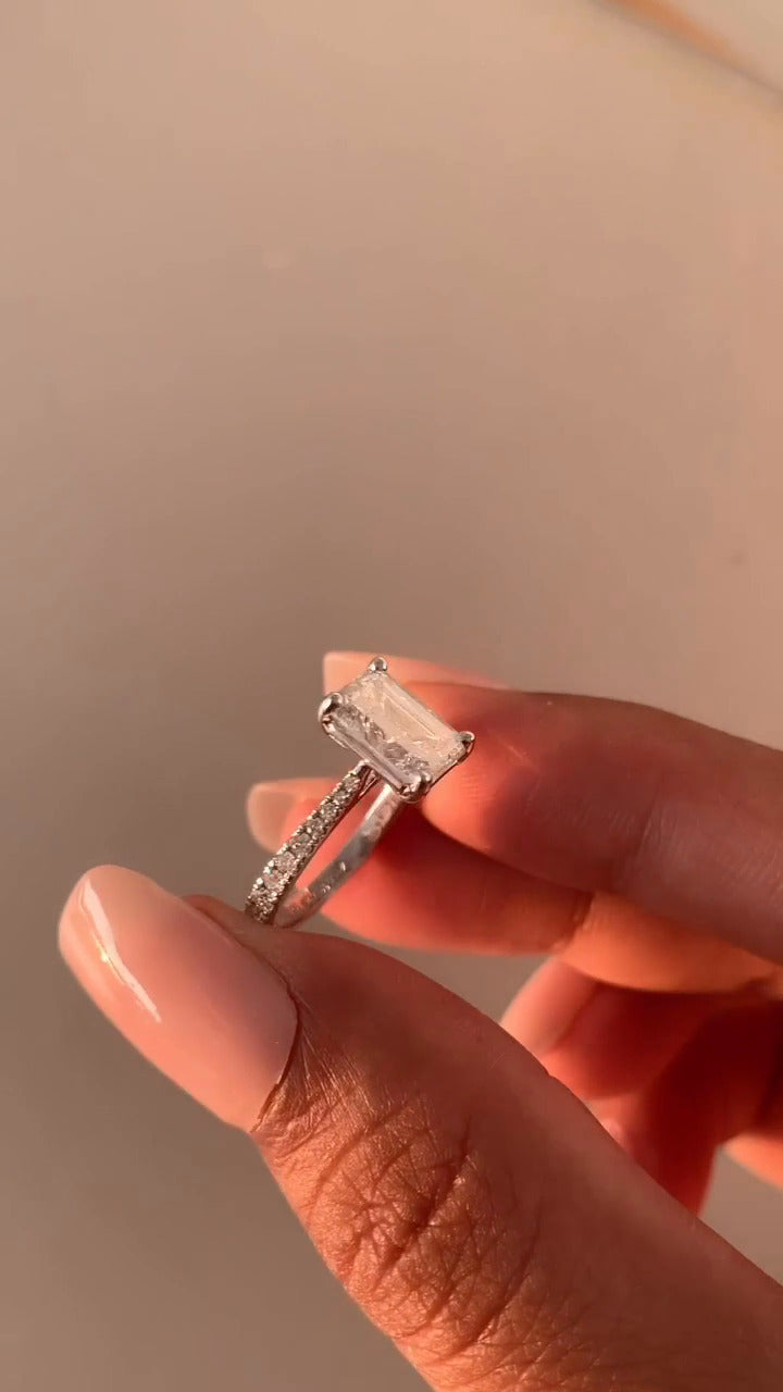 Bellamy Emerald Diamond Band Moissanite Engagement Ring