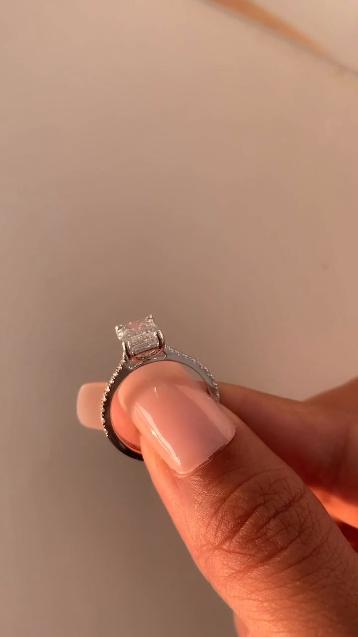 Bellamy Emerald Diamond Band Moissanite Engagement Ring