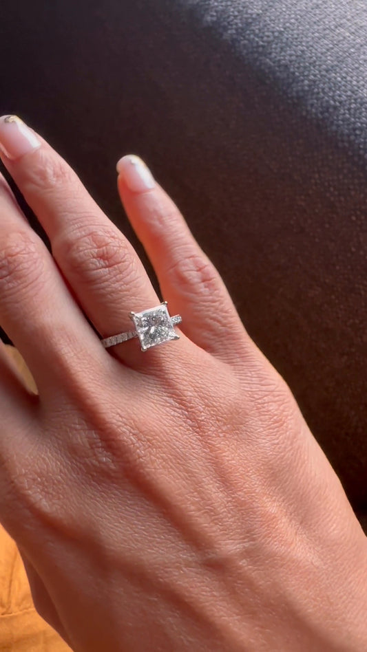 Bellamy Princess Diamond Band Moissanite Engagement Ring