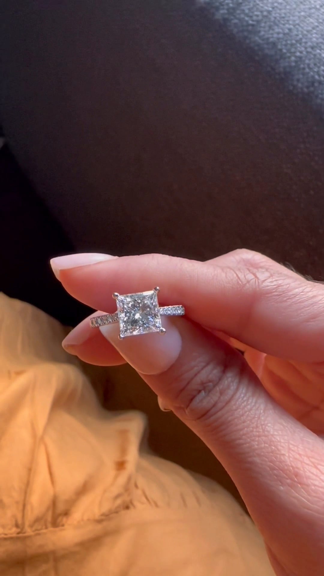Bellamy Princess Diamond Band Moissanite Engagement Ring