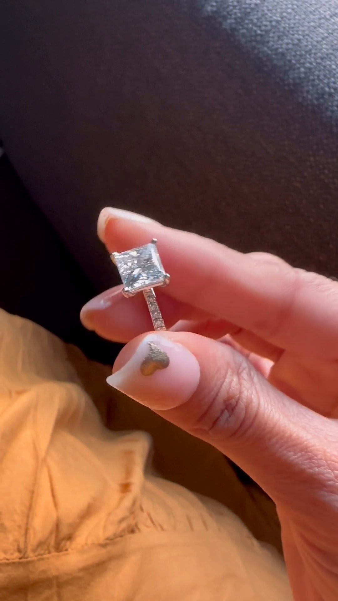 Bellamy Princess Diamond Band Moissanite Engagement Ring