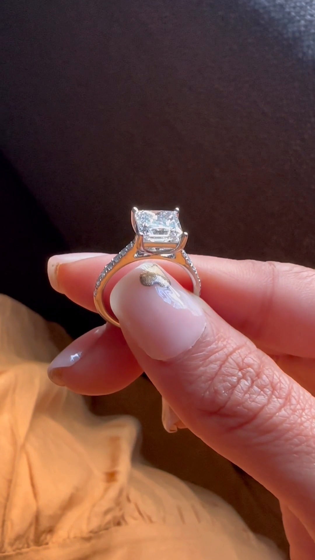 Bellamy Princess Diamond Band Moissanite Engagement Ring