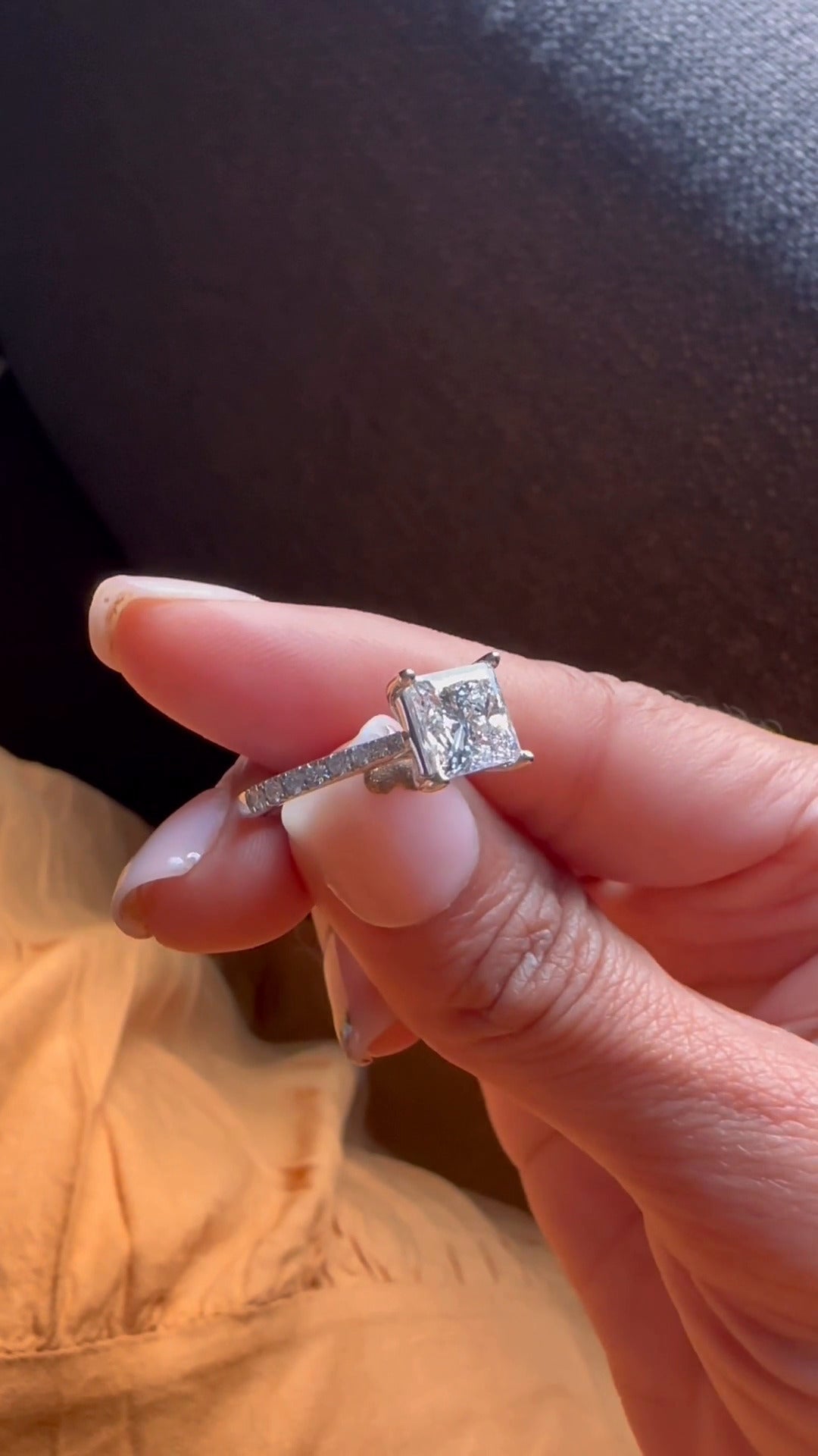 Bellamy Princess Diamond Band Moissanite Engagement Ring