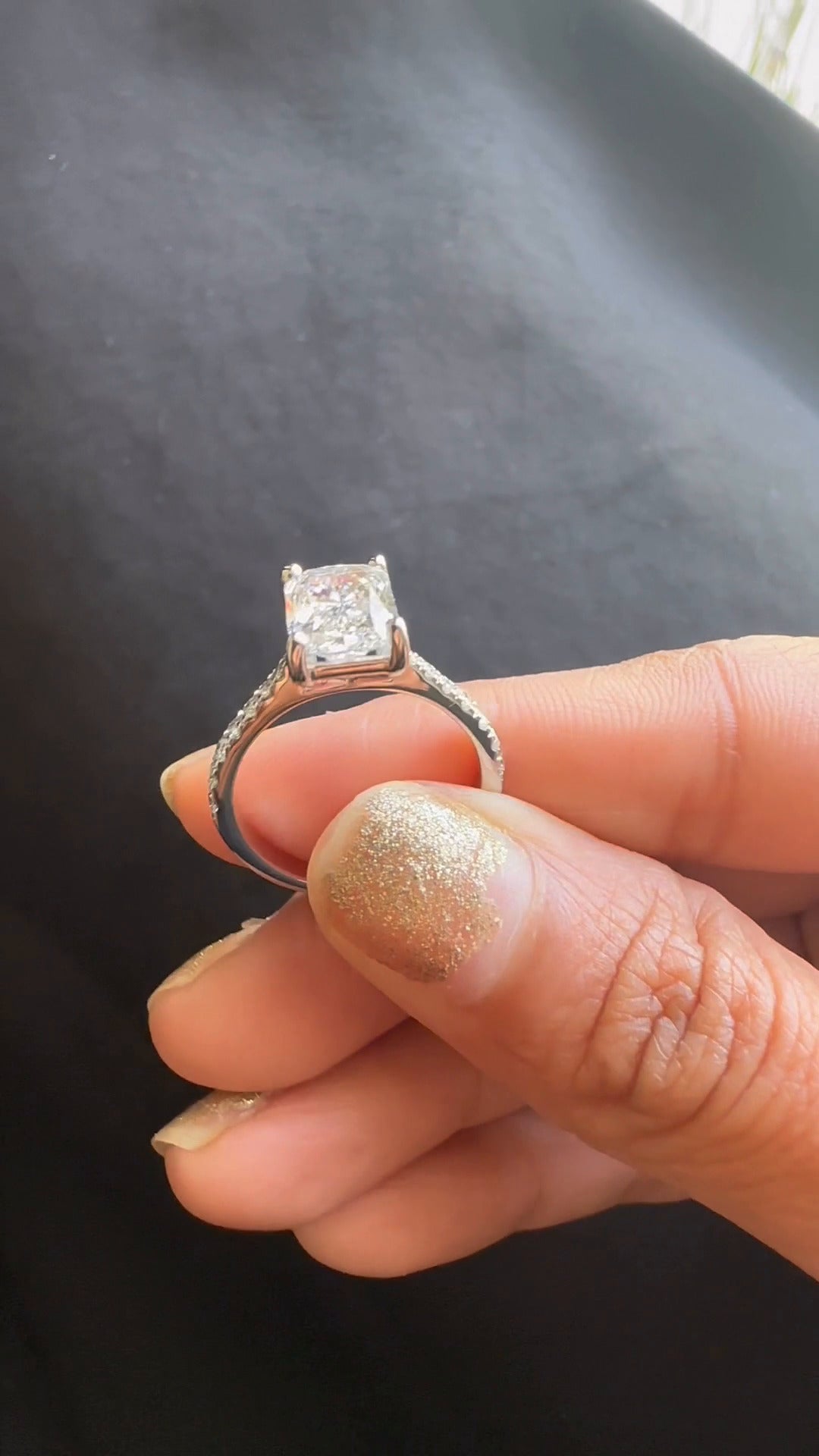 Bellamy Radiant Diamond Band Moissanite Engagement Ring