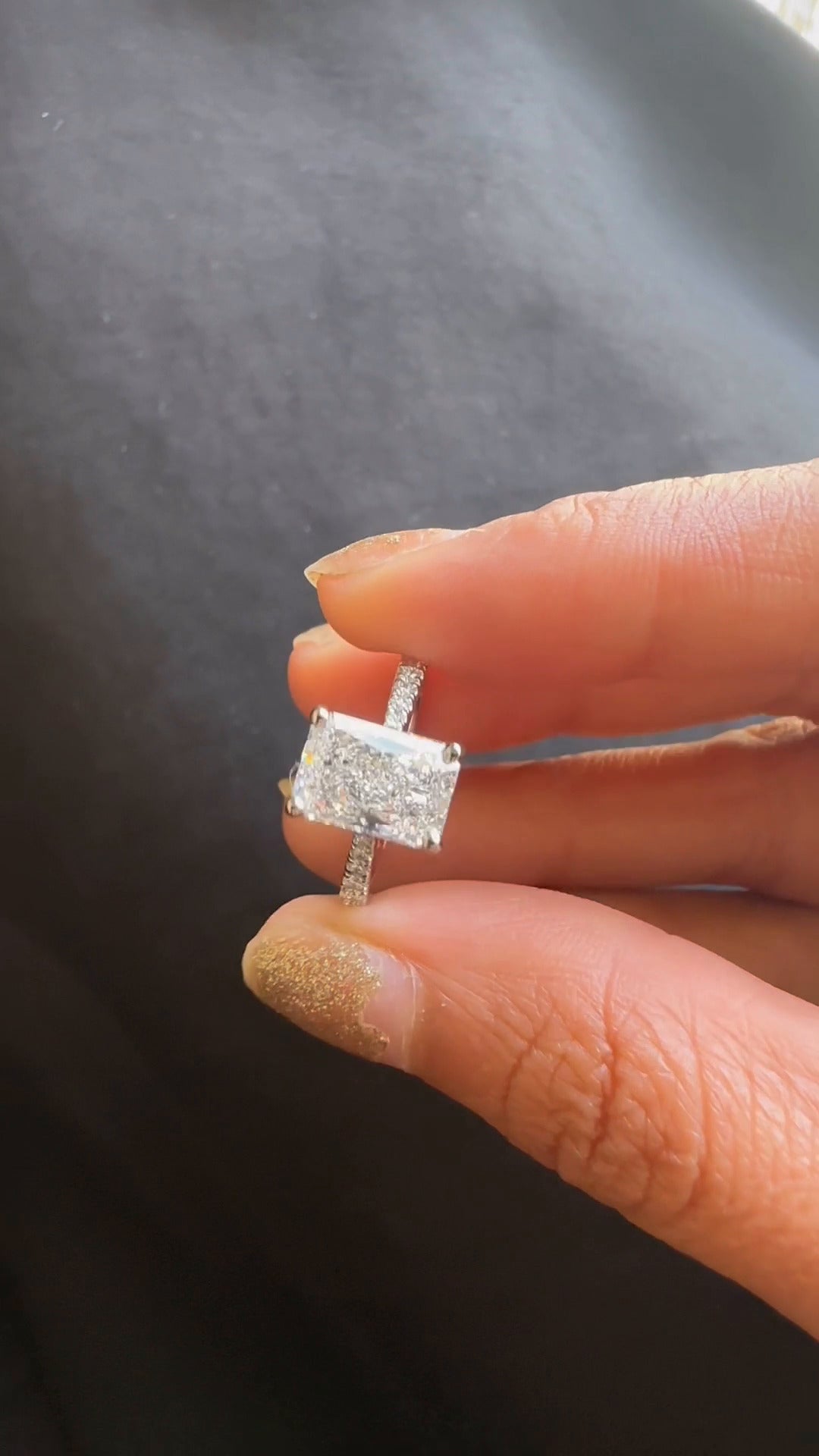 Bellamy Radiant Diamond Band Moissanite Engagement Ring