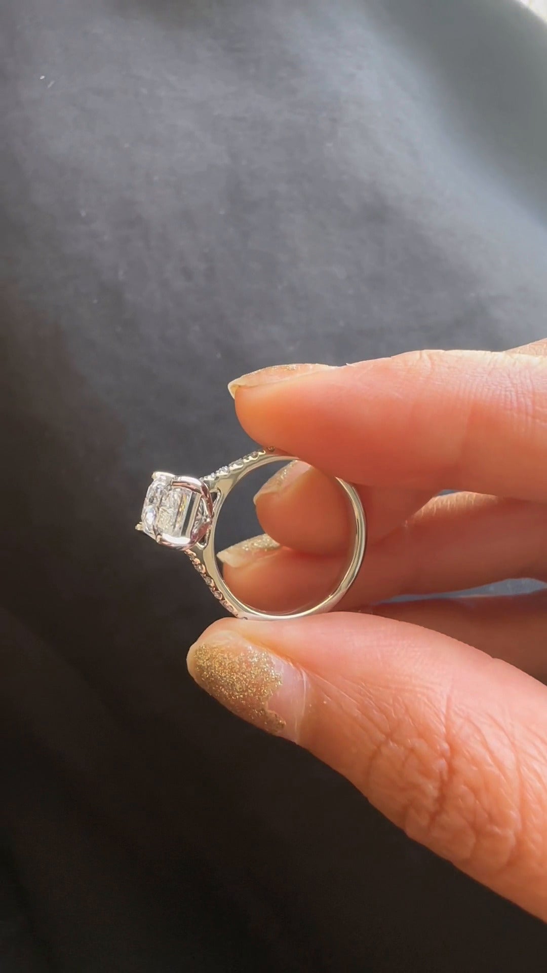 Bellamy Radiant Diamond Band Moissanite Engagement Ring