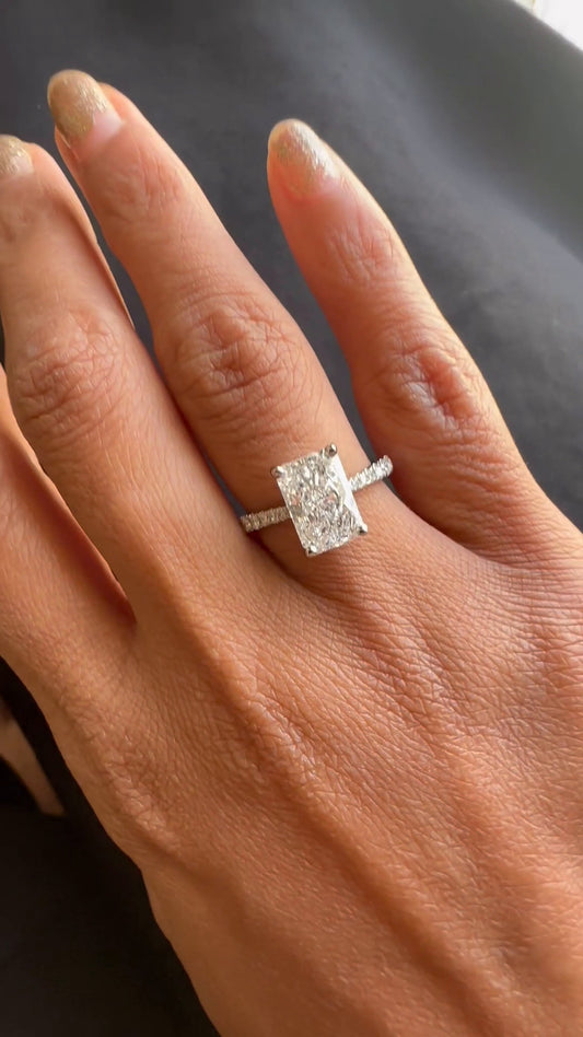 Bellamy Radiant Diamond Band Moissanite Engagement Ring