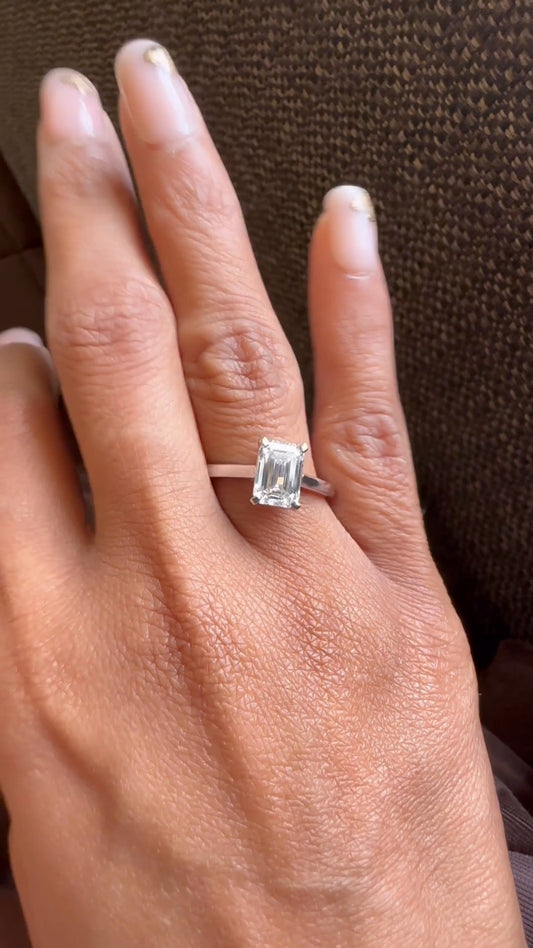 Bernadette Emerald Solitaire Moissanite Engagement Ring