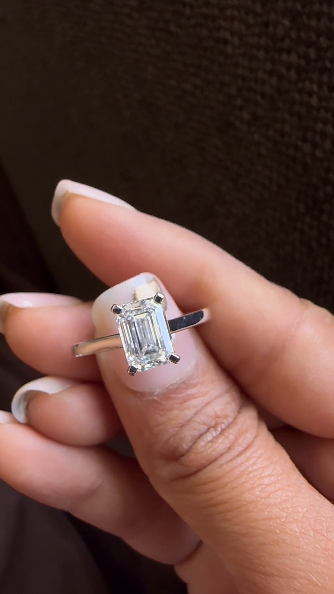 Bernadette Emerald Solitaire Moissanite Engagement Ring