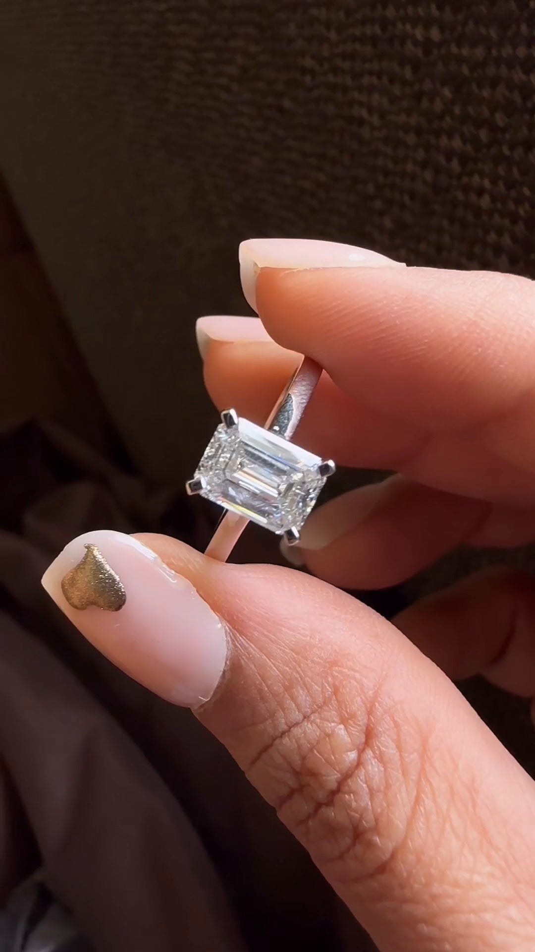 Bernadette Emerald Solitaire Moissanite Engagement Ring