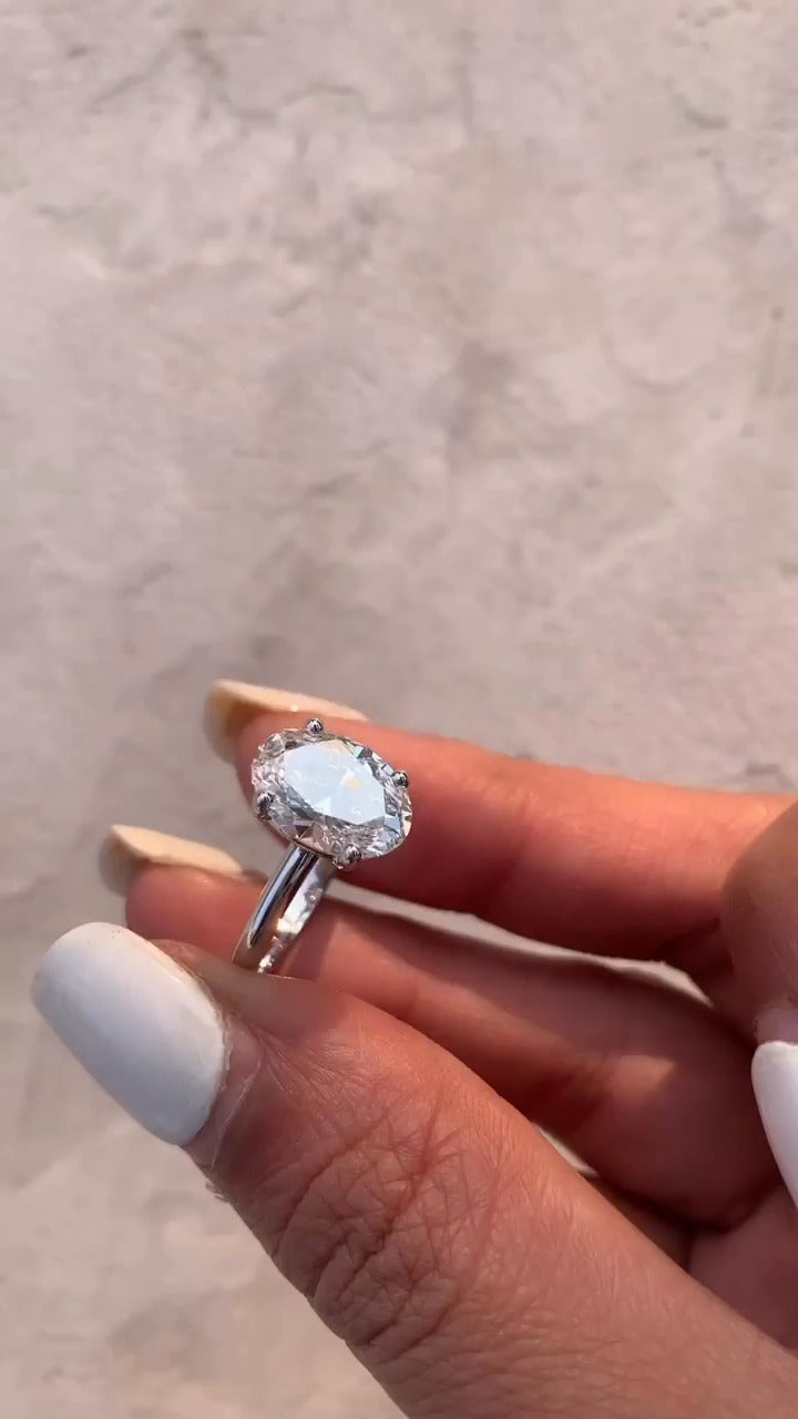 Bernadette Oval Solitaire Moissanite Engagement Ring