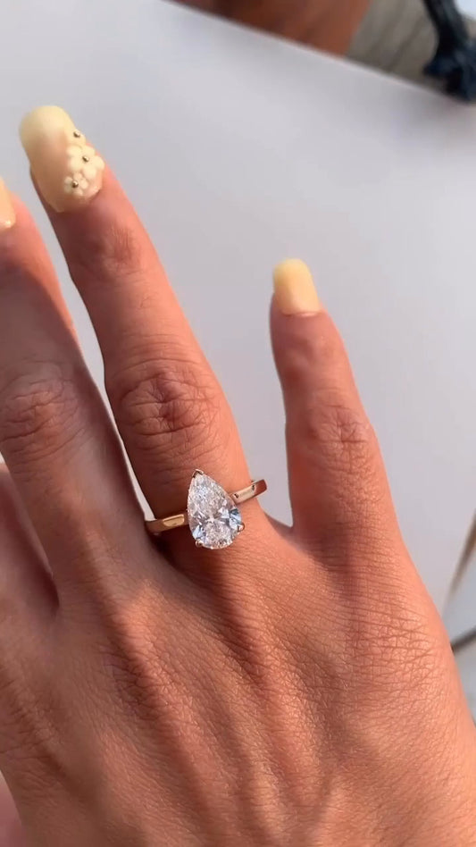 Bernadette Pear Solitaire Moissanite Engagement Ring