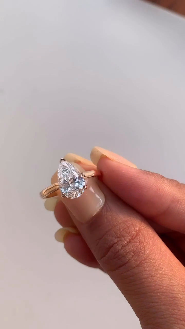 Bernadette Pear Solitaire Moissanite Engagement Ring