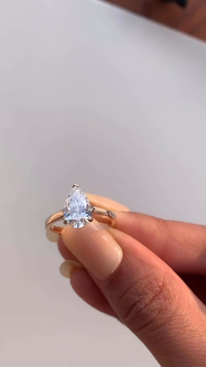 Bernadette Pear Solitaire Moissanite Engagement Ring