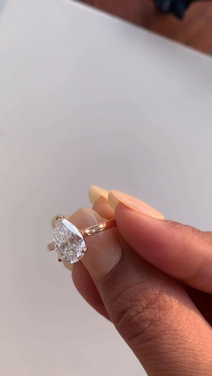 Bernadette Pear Solitaire Moissanite Engagement Ring