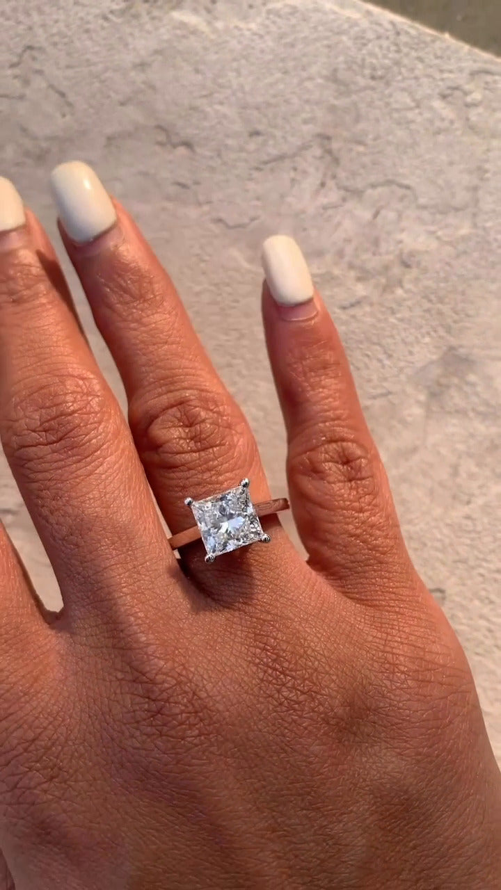 Bernadette Princess Solitaire Moissanite Engagement Ring