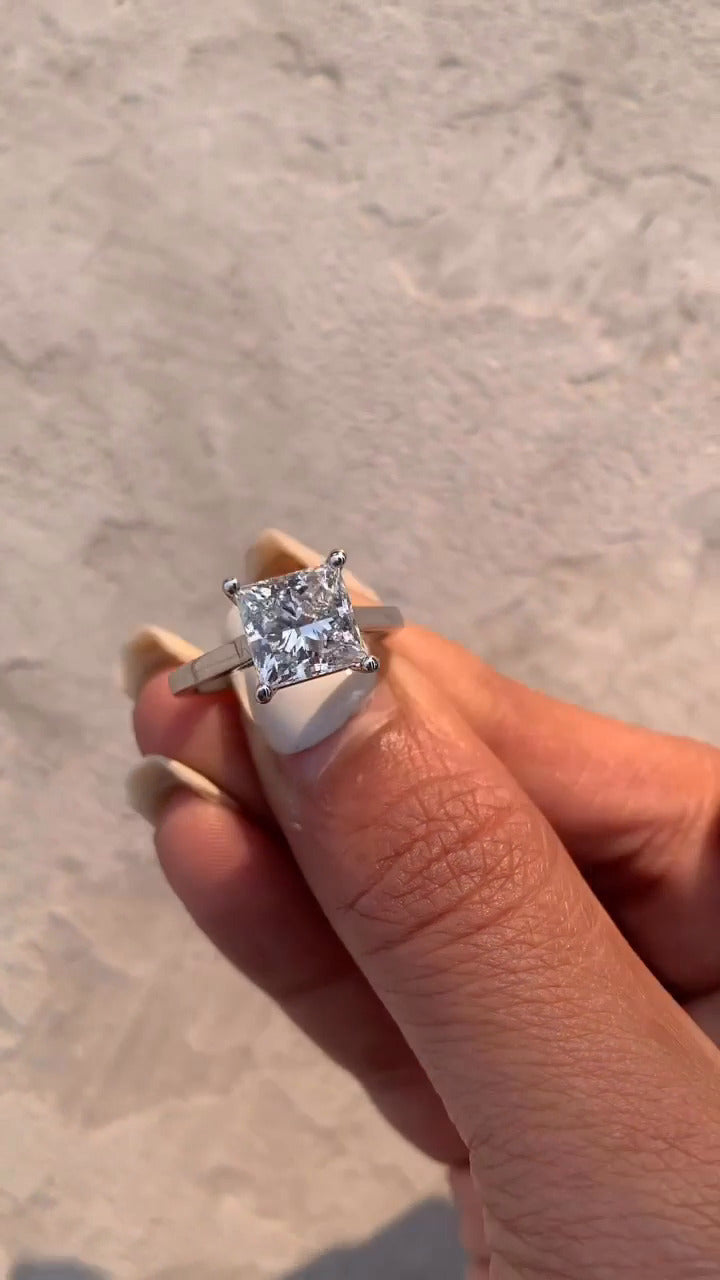 Bernadette Princess Solitaire Moissanite Engagement Ring