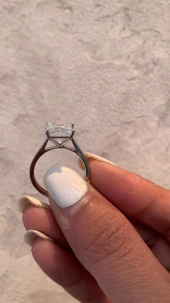 Bernadette Princess Solitaire Moissanite Engagement Ring
