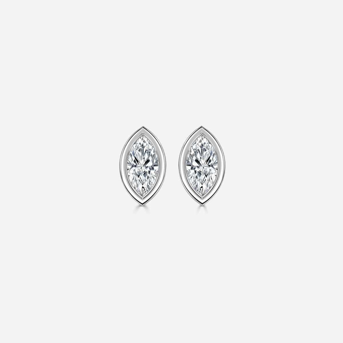 Bezel Set Marquise Moissanite Stud Earrings