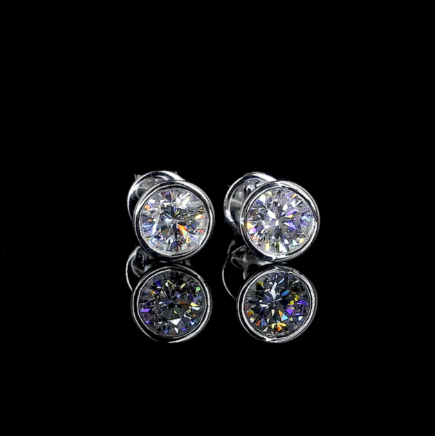 Bezel Moissanite Earrings